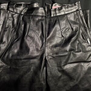 Vixen Black Faux Leather Pants with Zipper Details